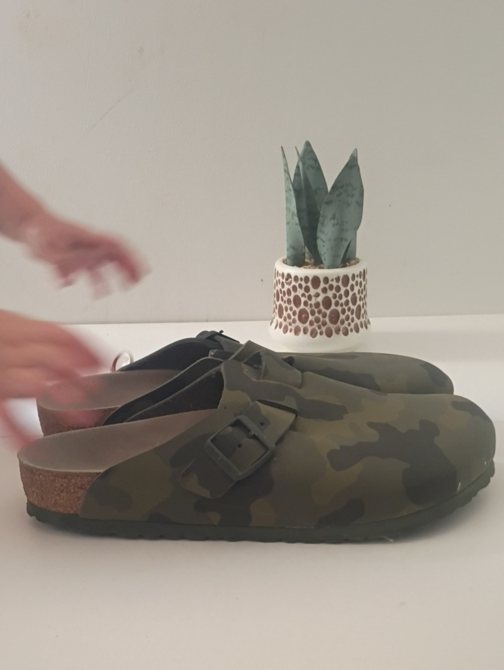 Birkenstock Boston  Clogs in Olive Green Camo Men's Size 10 UK size 43